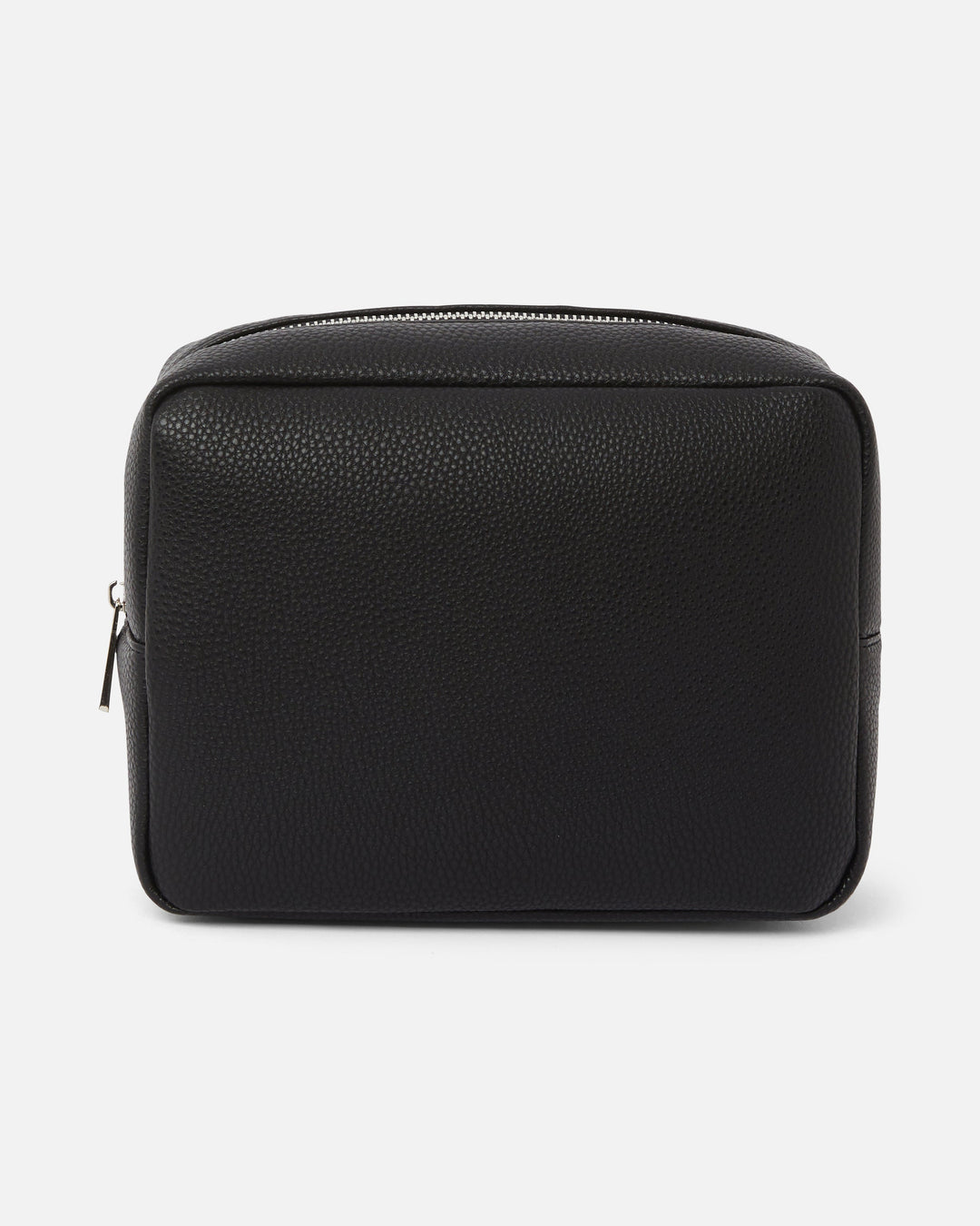 Jet Black Leather Wash Bag