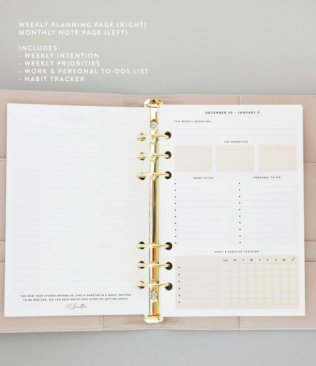 Limited Edition Vertical Weekly Ring Binder Planner Set