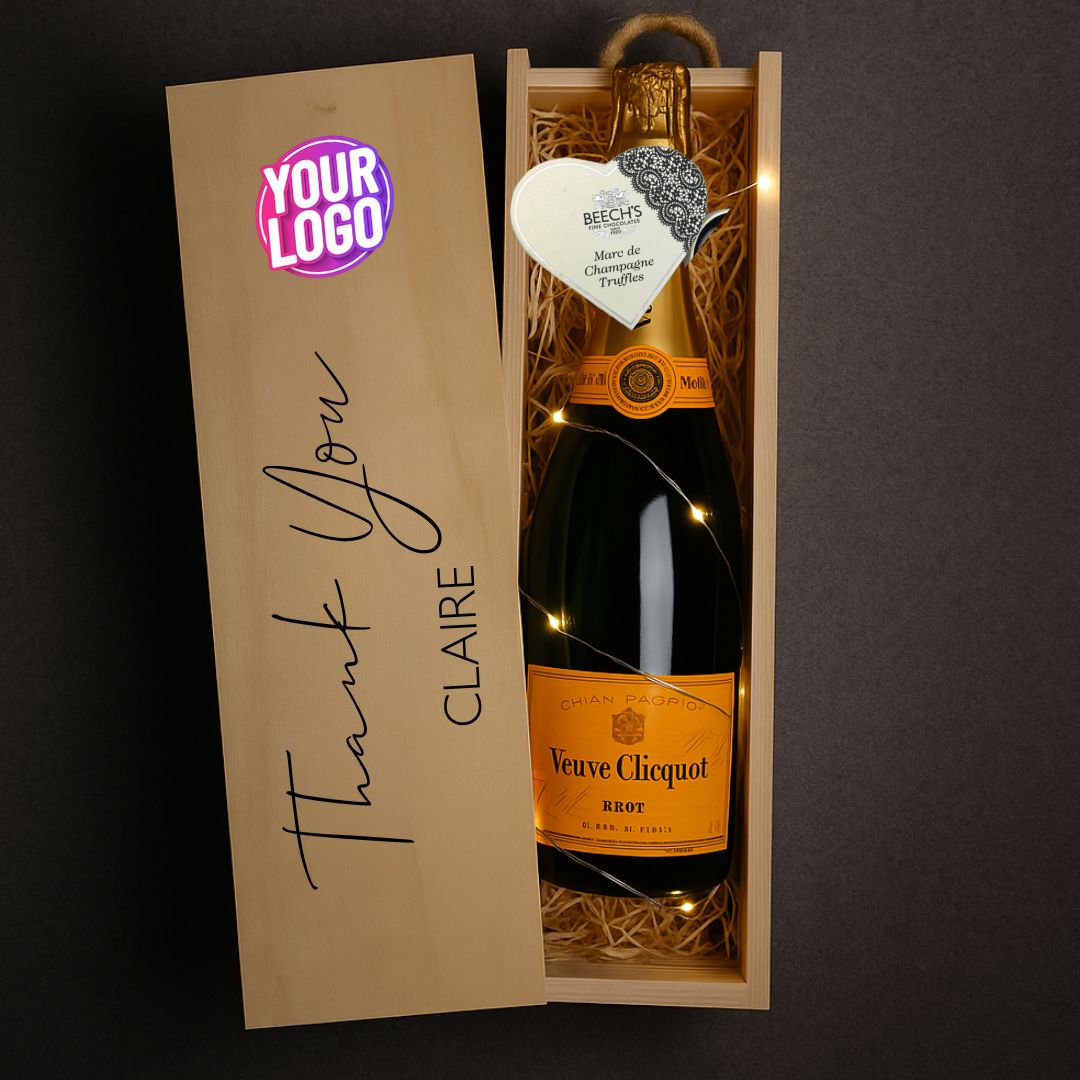 Personalised Champagne & Truffles Gift Box With Company Logo