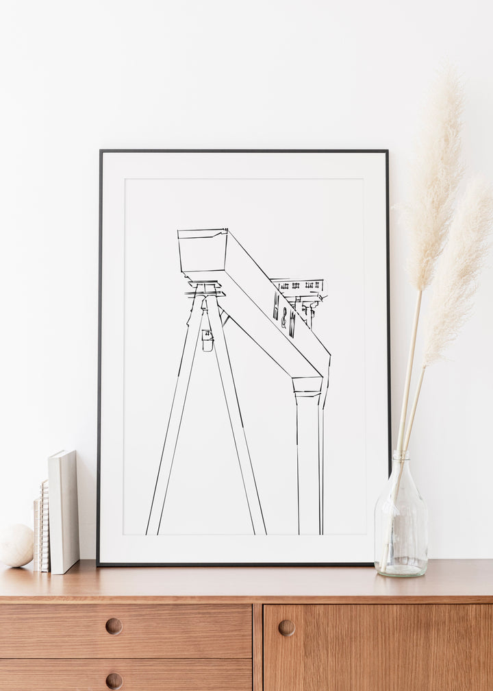 Harland & Wolff Crane Belfast Line Drawing & Art Print