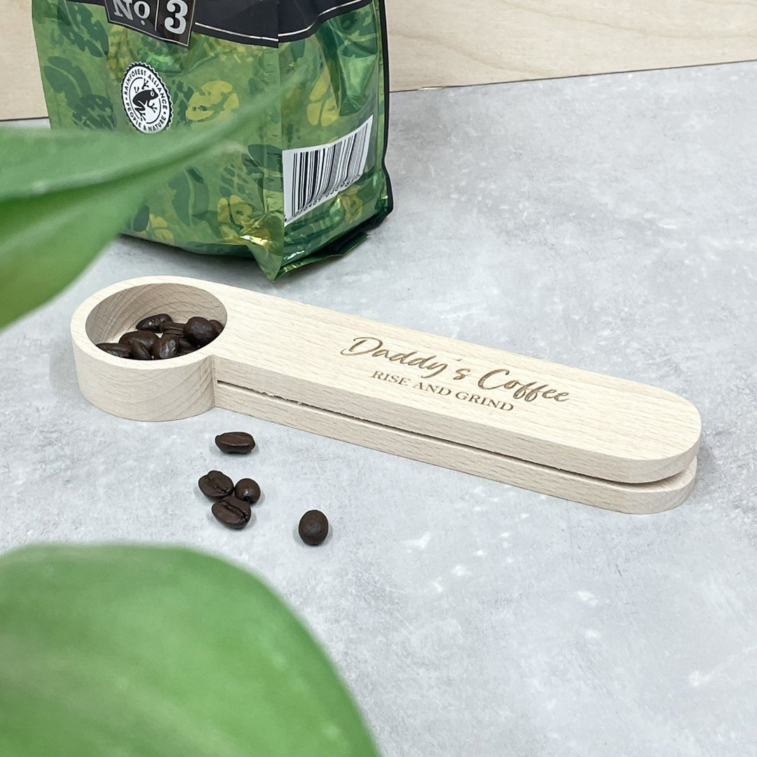 Personalised Wooden Coffee Scoop & Clip