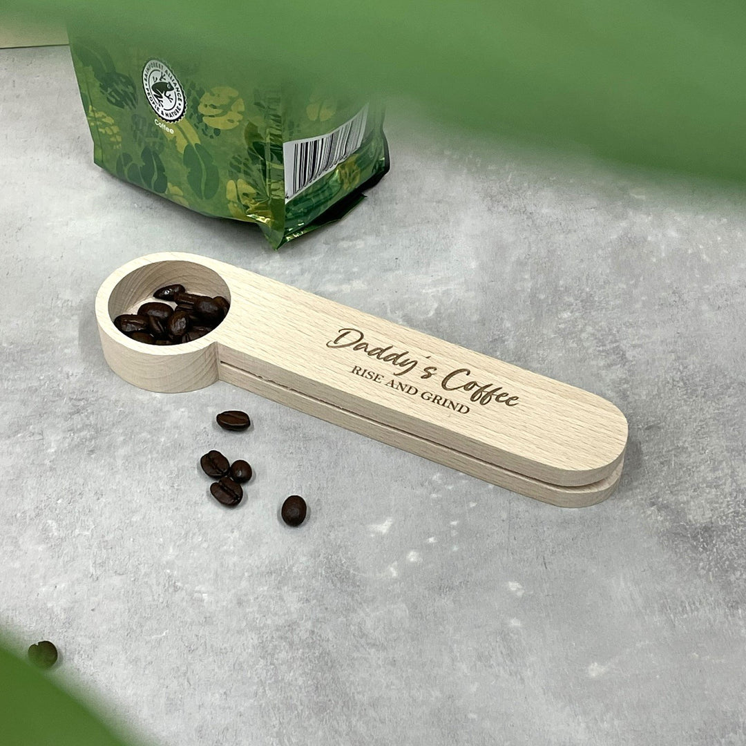 Personalised Wooden Coffee Scoop & Clip