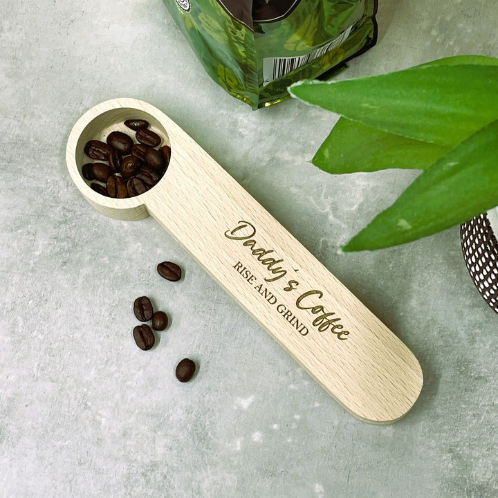 Personalised Wooden Coffee Scoop & Clip