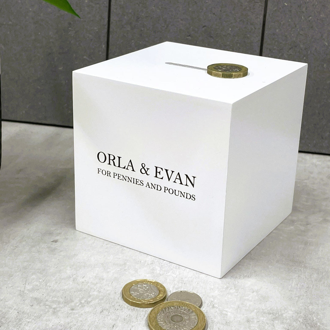 Chic White Wooden Money Box for Children
