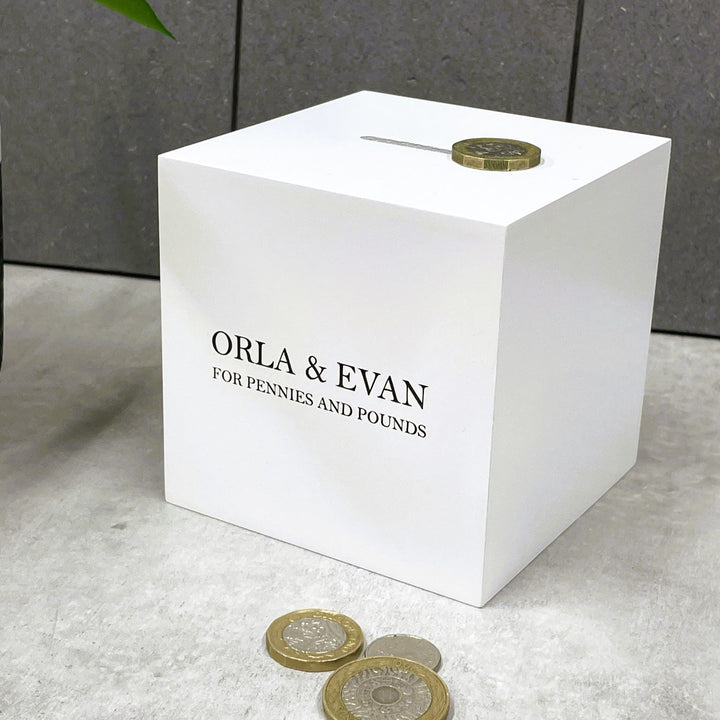 Chic White Wooden Money Box for Children