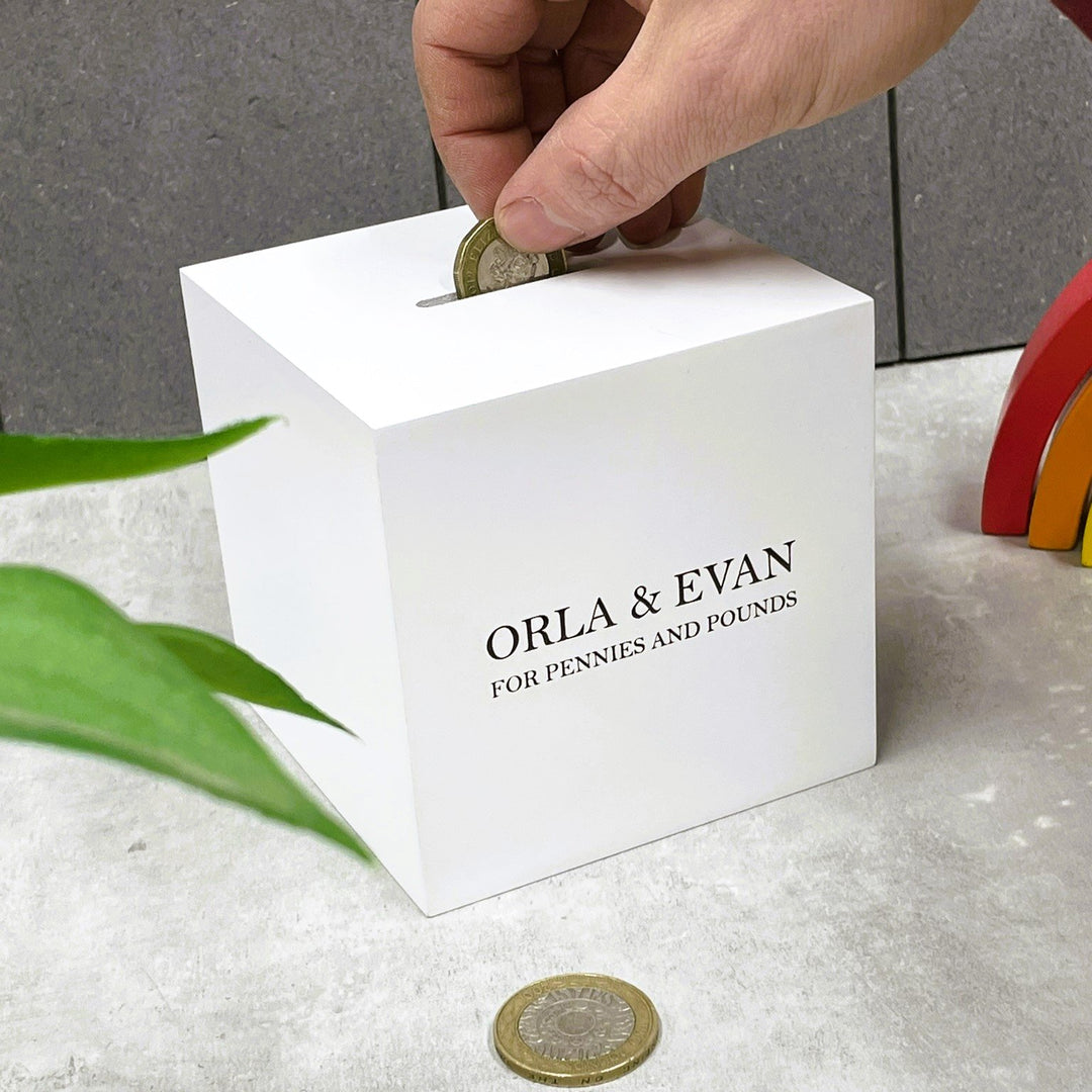 Chic White Wooden Money Box for Children
