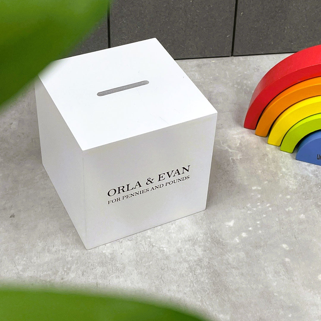Chic White Wooden Money Box for Children