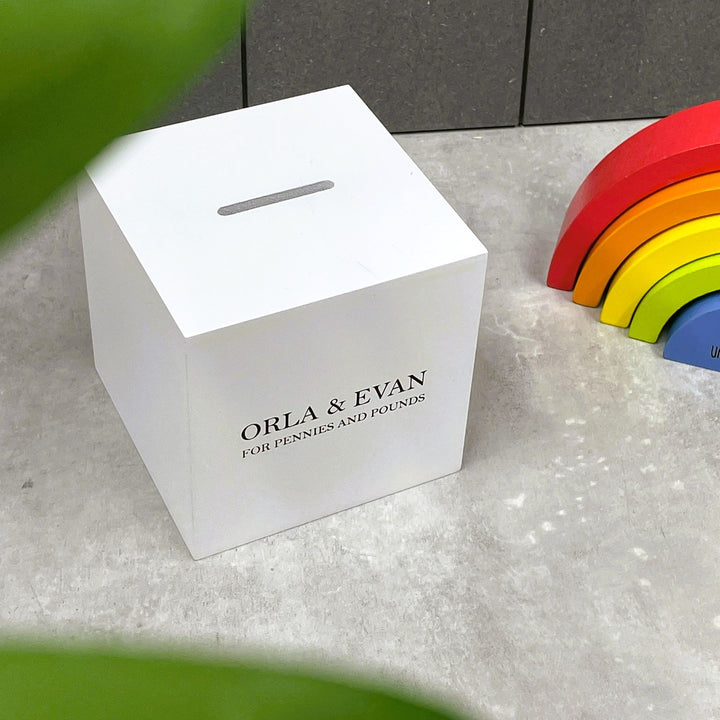 Chic White Wooden Money Box for Children