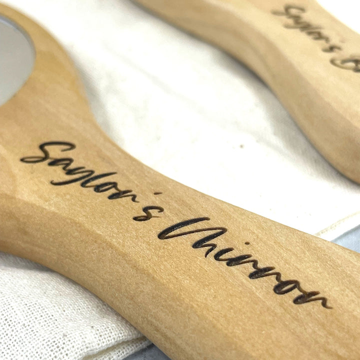 Personalised Wooden Brush and Mirror Set for Kids
