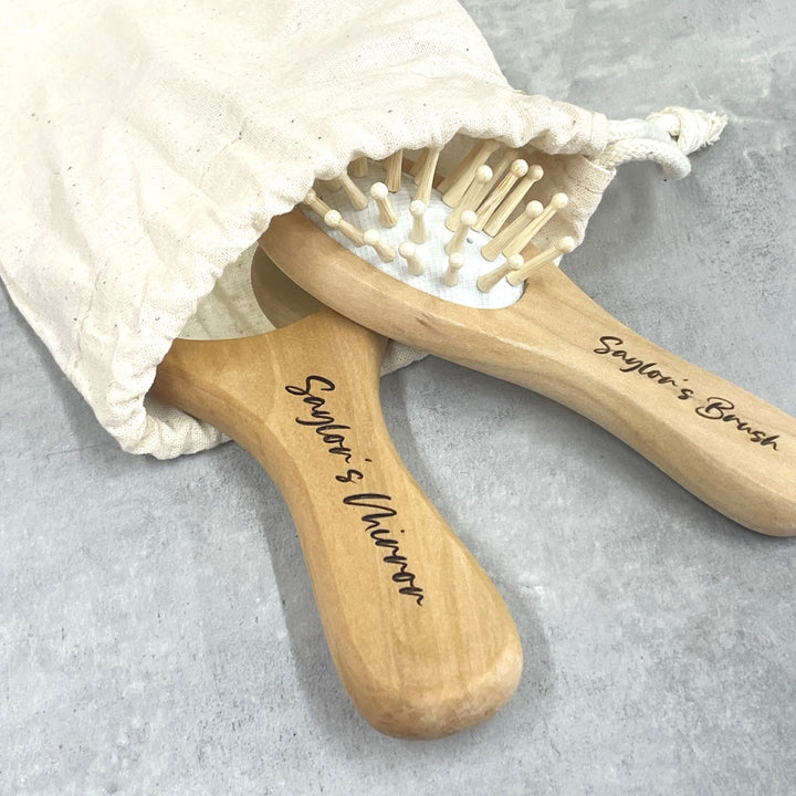 Personalised Wooden Brush and Mirror Set for Kids