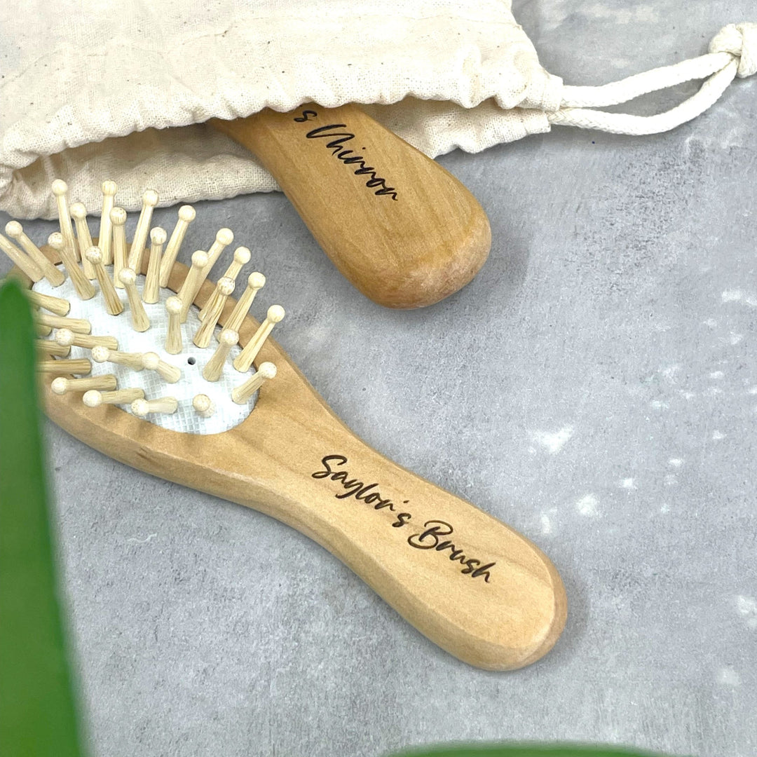Personalised Wooden Brush and Mirror Set for Kids