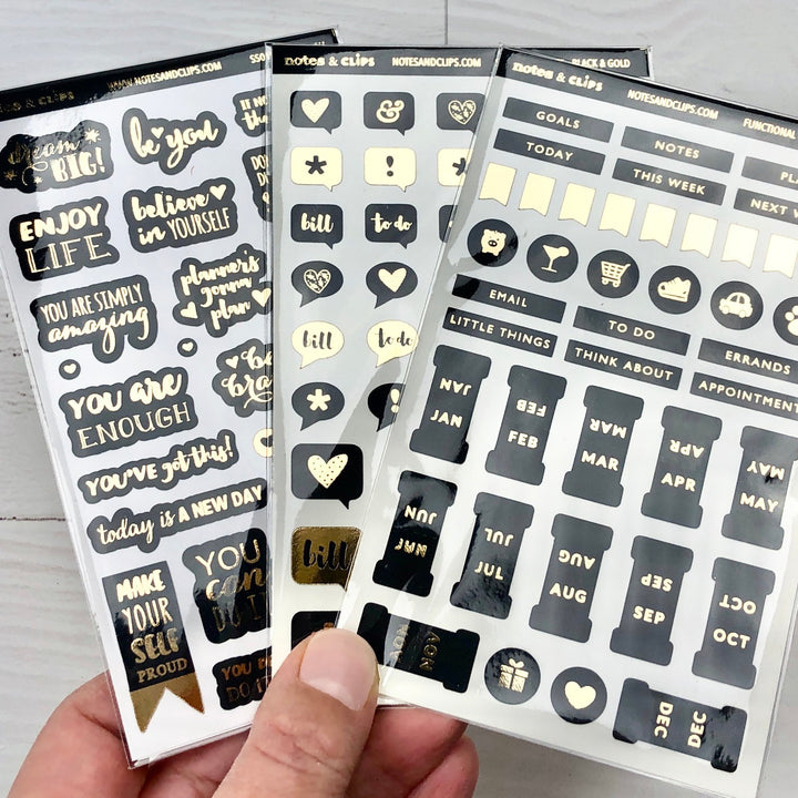 Black & Gold Stationery Set
