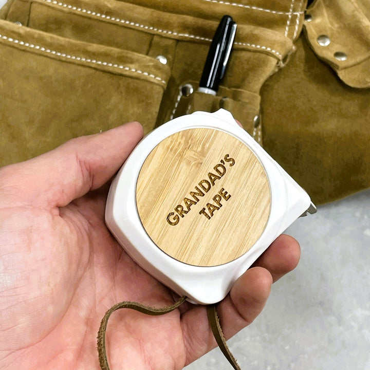 Personalised White Wooden Tape Measure