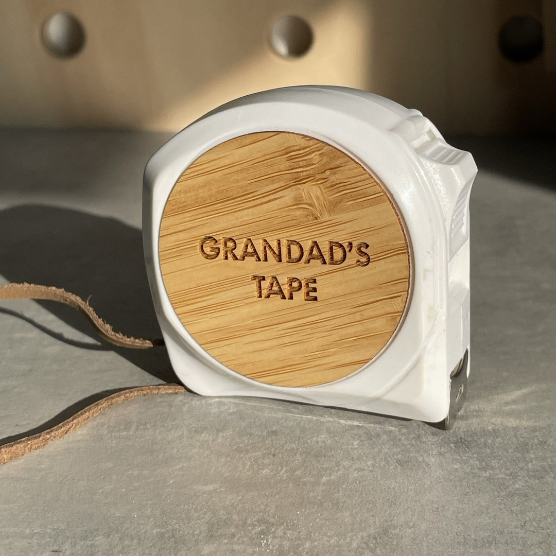 Personalised White Wooden Tape Measure