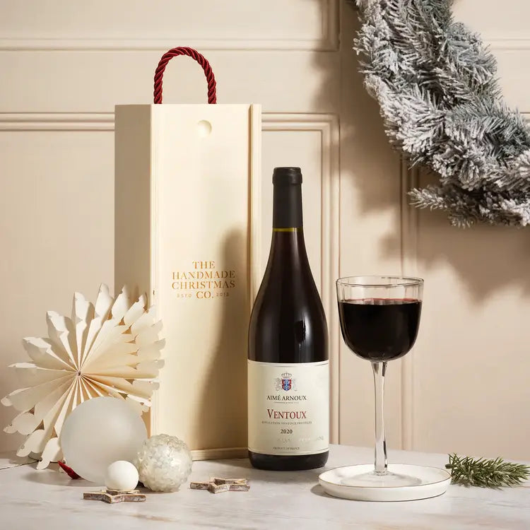 Single Wooden Box with Ventoux Red Wine