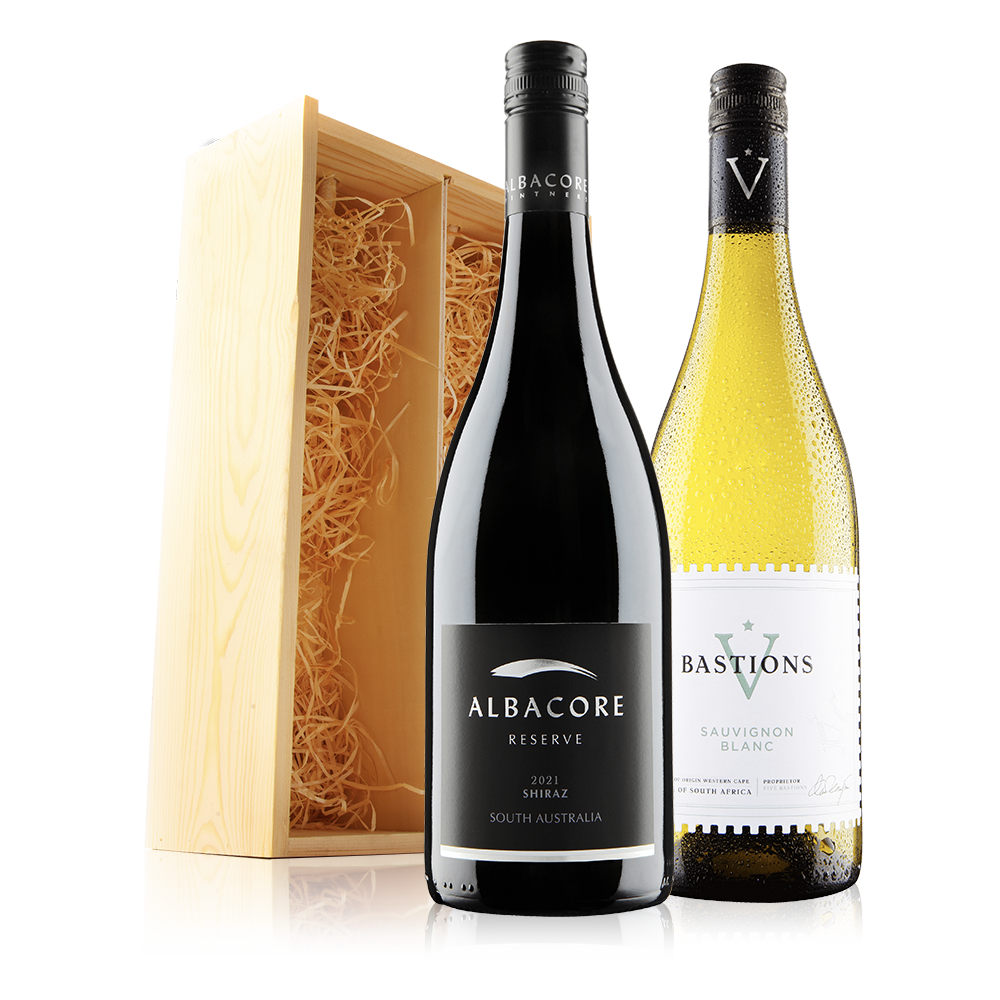 Luxury Mixed Wine Duo in Wooden Gift Box