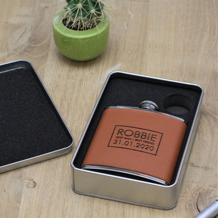 Sophisticated Personalised Leather Hip Flask