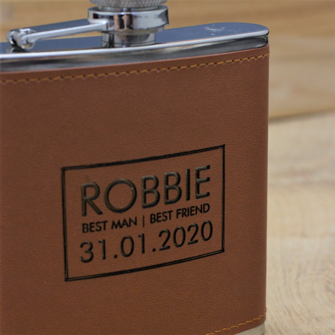 Sophisticated Personalised Leather Hip Flask