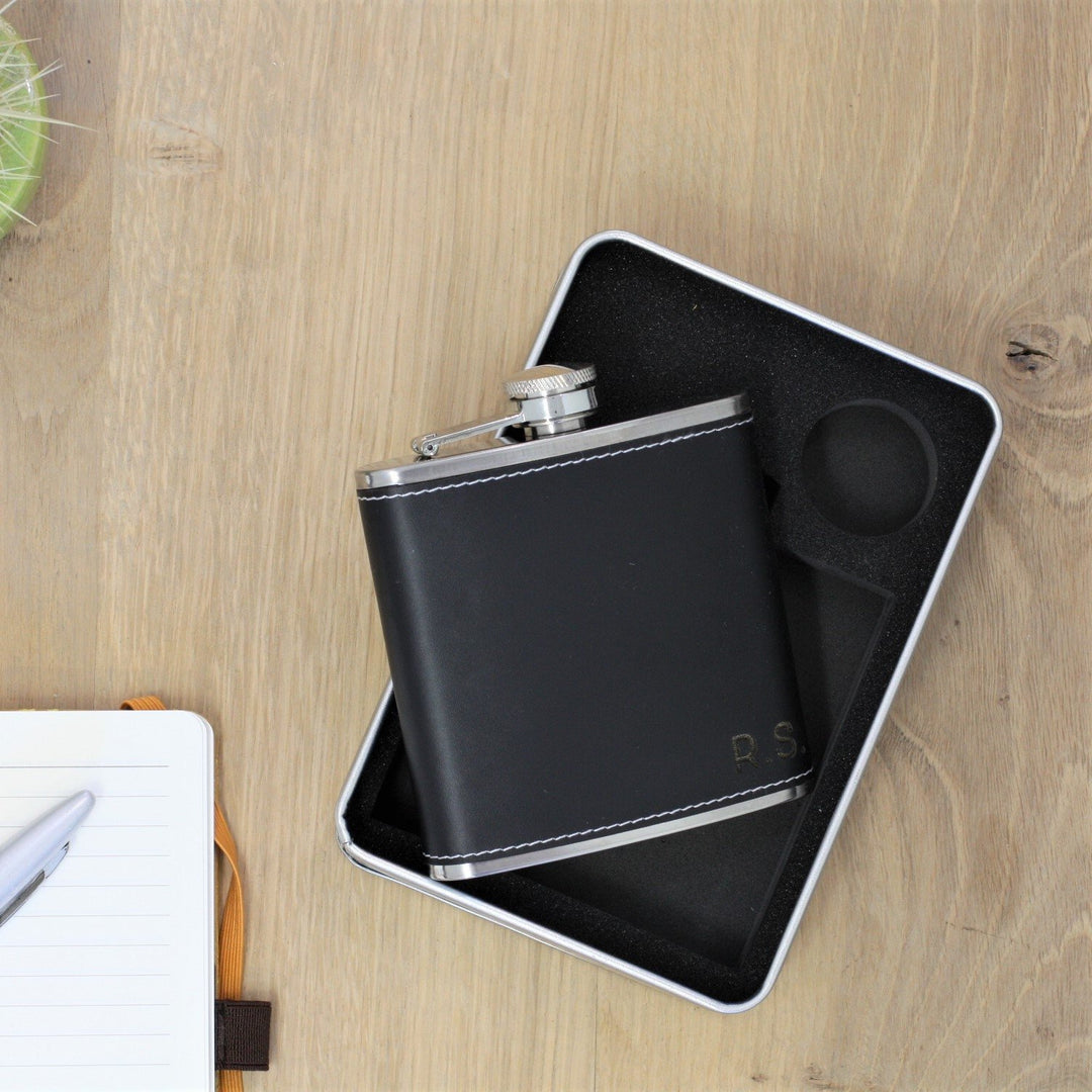 Sophisticated Personalised Leather Hip Flask