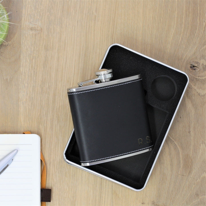 Sophisticated Personalised Leather Hip Flask
