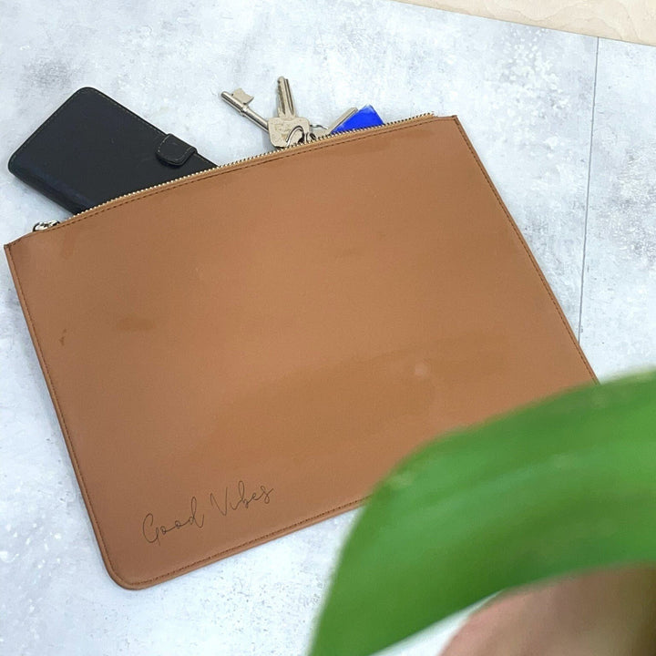 Personalised Leather Clutch Bag
