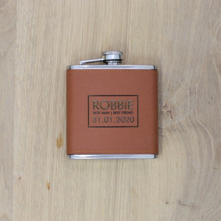 Sophisticated Personalised Leather Hip Flask