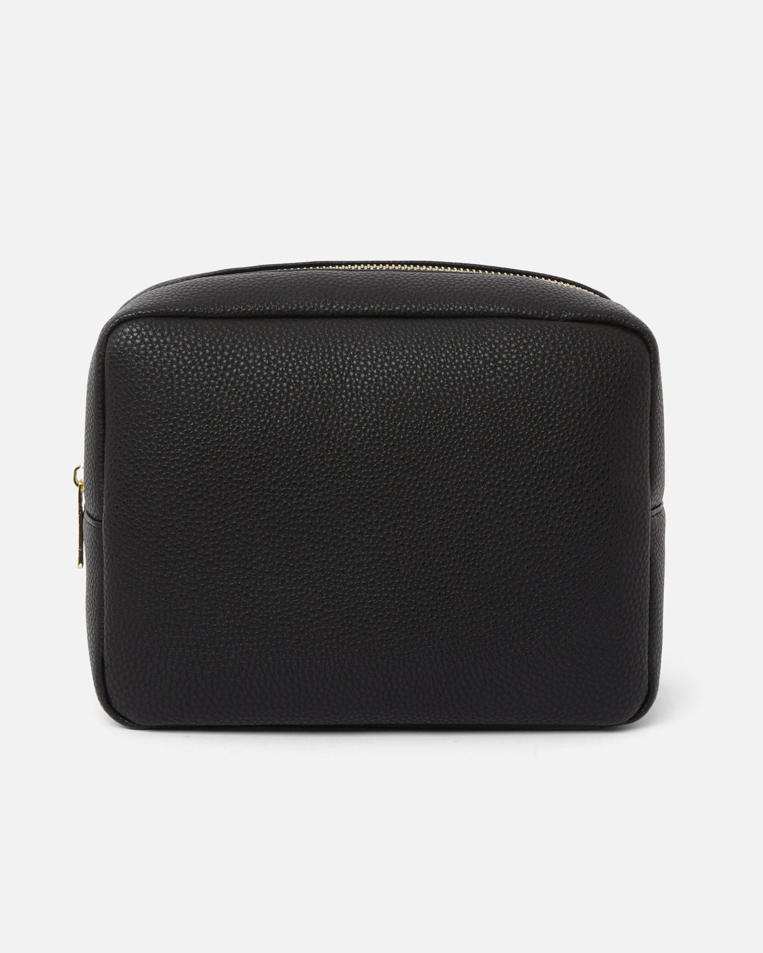 Jet Black Leather Wash Bag