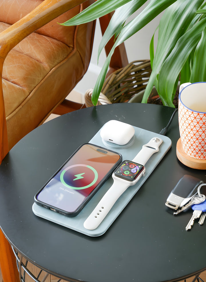3 IN 1 PU Leather Wireless Charging Station