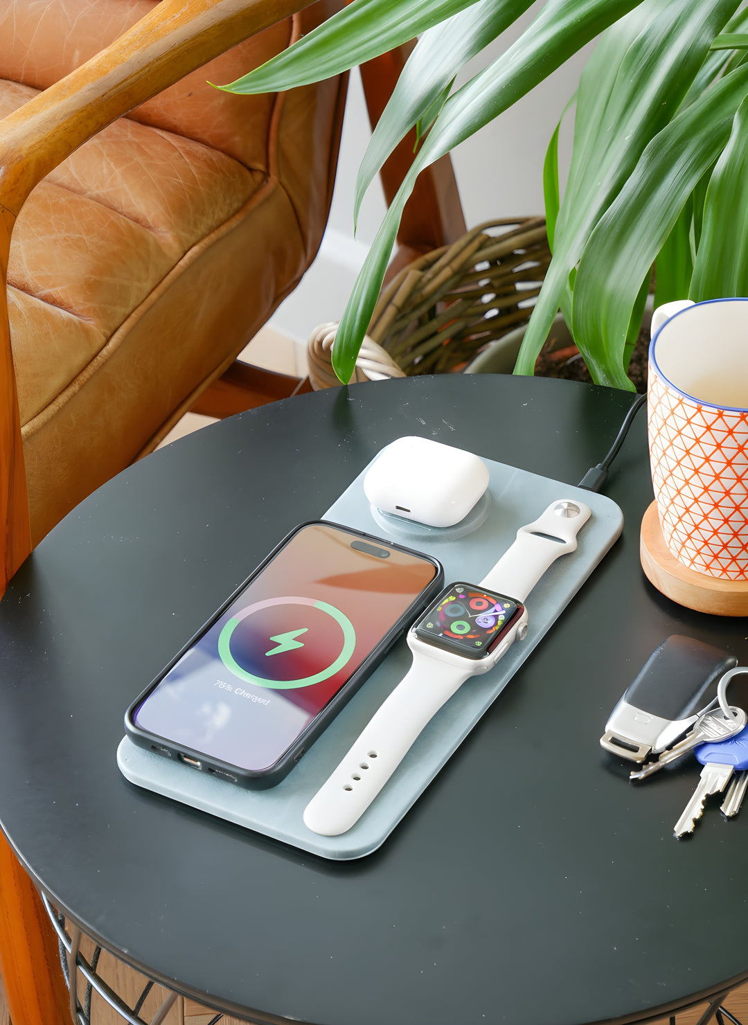3 IN 1 PU Leather Wireless Charging Station