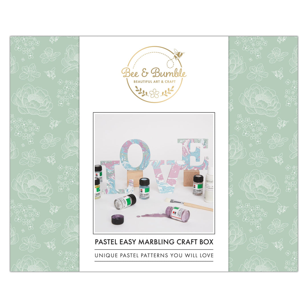 Bee & Bumble Easy Marbling Paint Kit - Pastel, Use On A Variety Of Mediums To Create Marbling Effect, Simply Apply A Few Drops To Water, Create A Pattern And Dip, Mix Colours For Exciting Effect