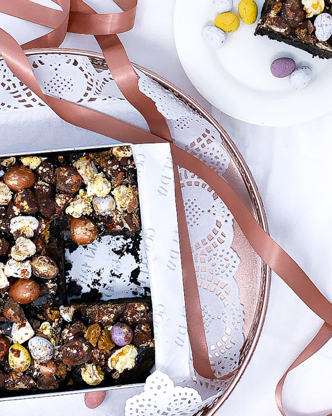 Bea Eggstravaganza - Indulgent Dark Chocolate Brownie with Mini Eggs, Toffee Popcorn, Biscoff Pieces and Marshmallows