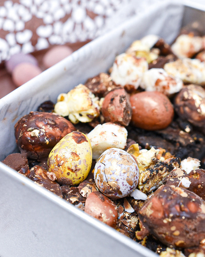 Bea Eggstravaganza - Indulgent Dark Chocolate Brownie with Mini Eggs, Toffee Popcorn, Biscoff Pieces and Marshmallows