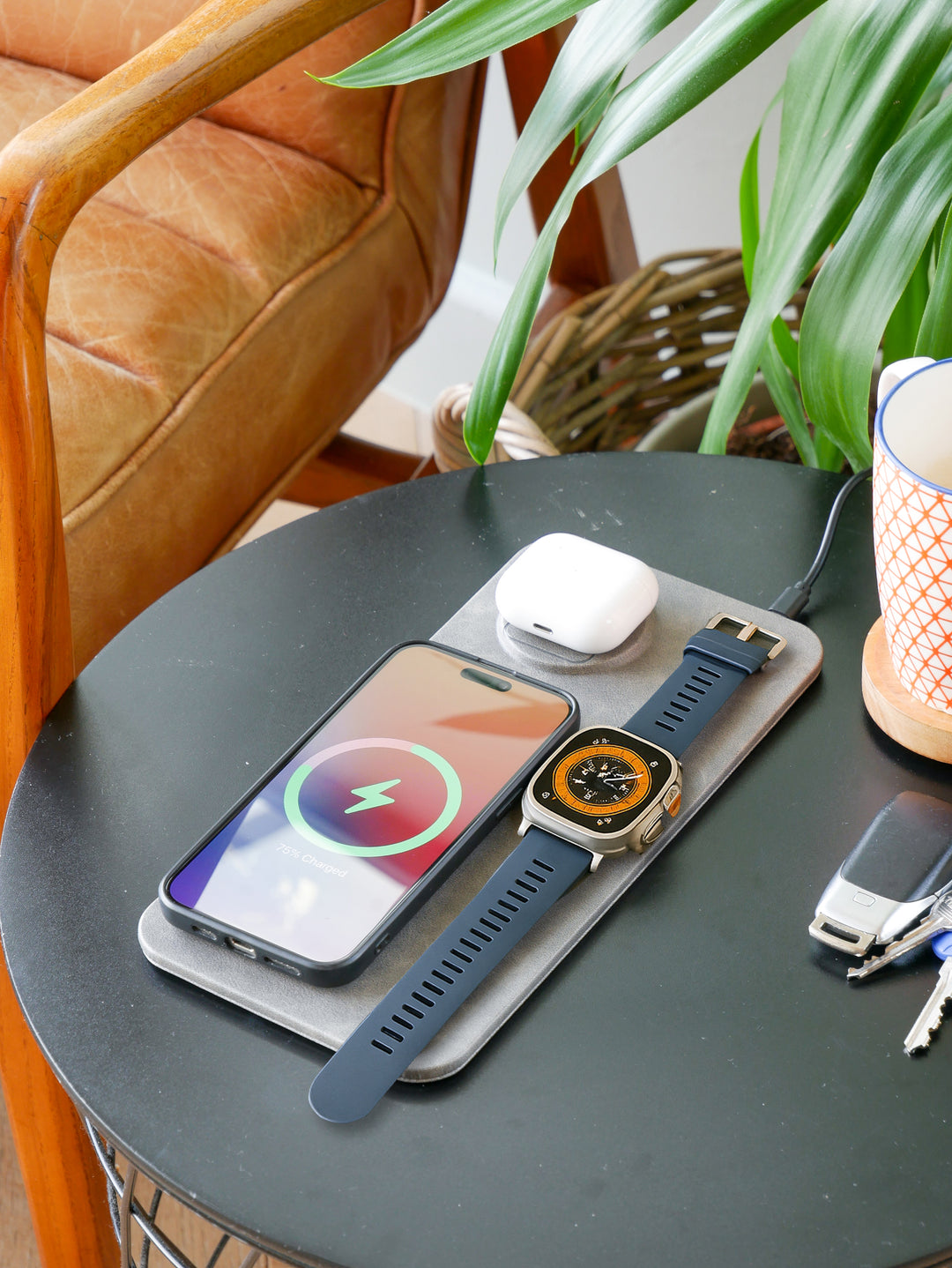 3 IN 1 PU Leather Wireless Charging Station