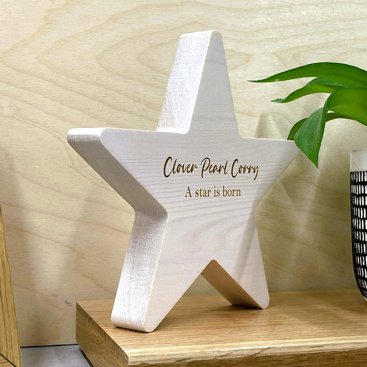 Engraved Oak Star Decoration