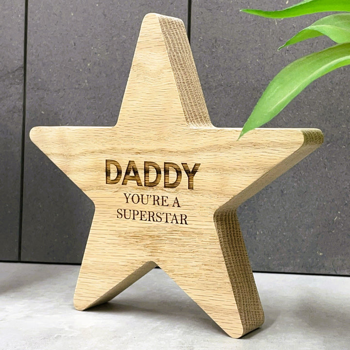 Engraved Oak Star Decoration