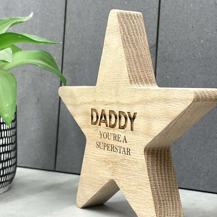 Engraved Oak Star Decoration