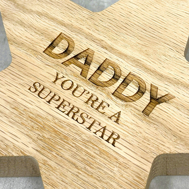 Engraved Oak Star Decoration