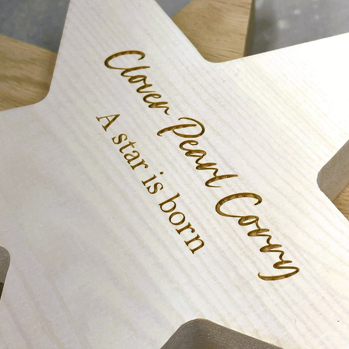 Engraved Oak Star Decoration