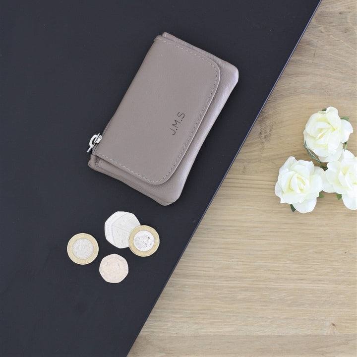 Chic Stone Finish Leather Coin Purse