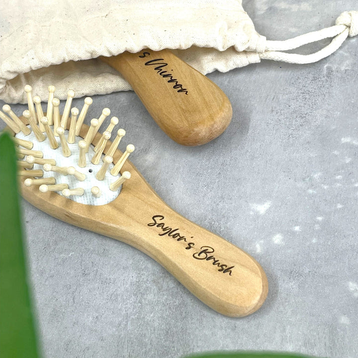 Personalised Wooden Brush and Mirror Set for Kids