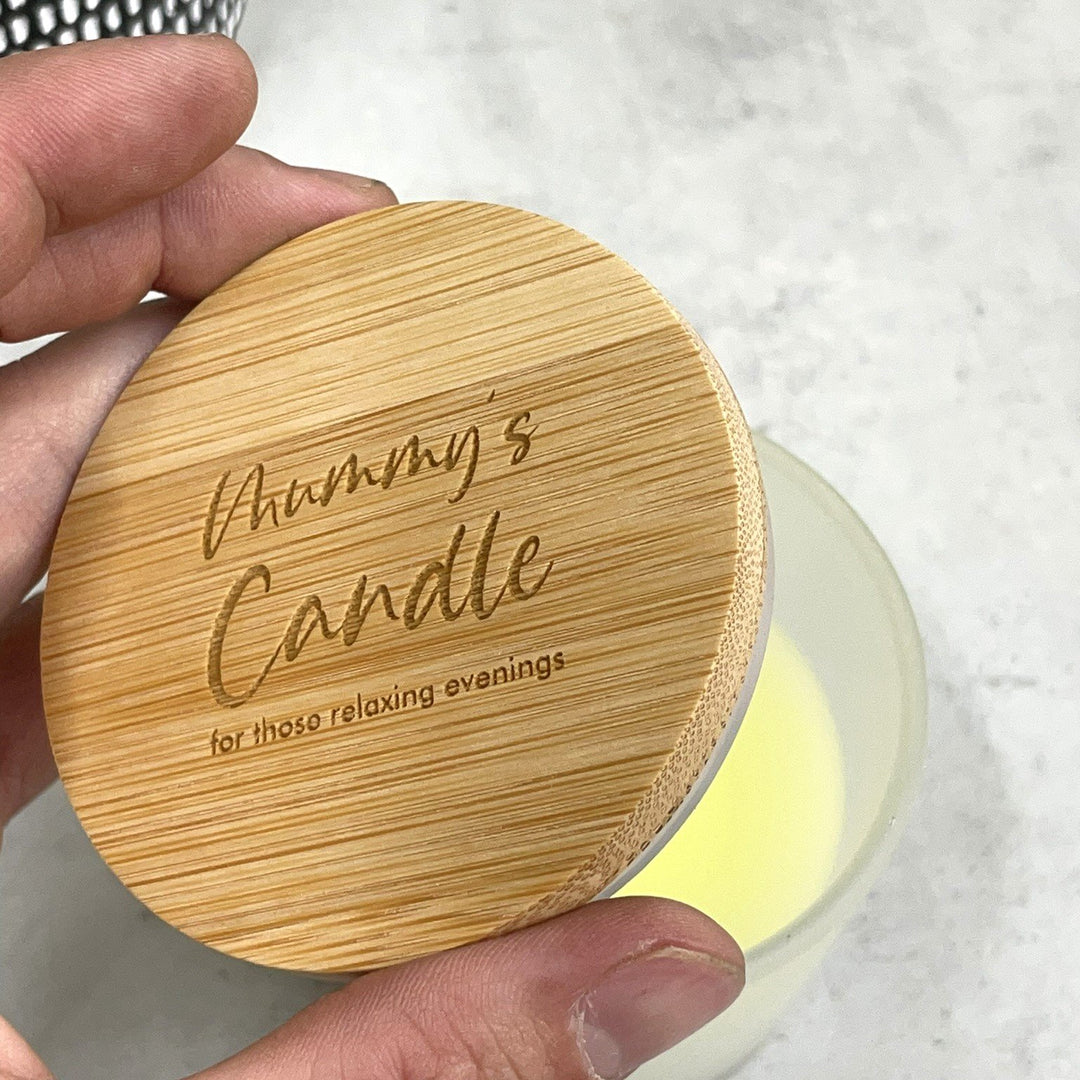 Vanilla Scented Candle with Engraved Wooden Lid