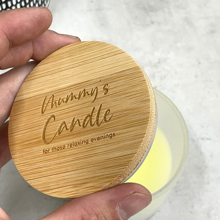 Vanilla Scented Candle with Engraved Wooden Lid