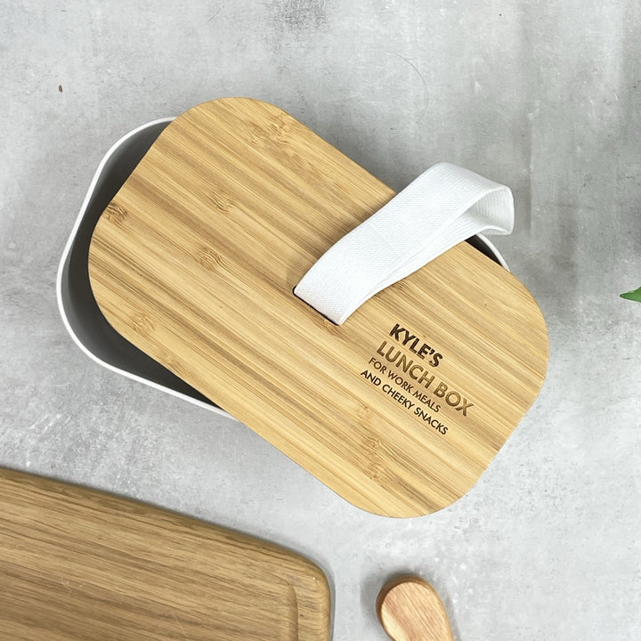 Wooden Lid Personalised Lunch Box