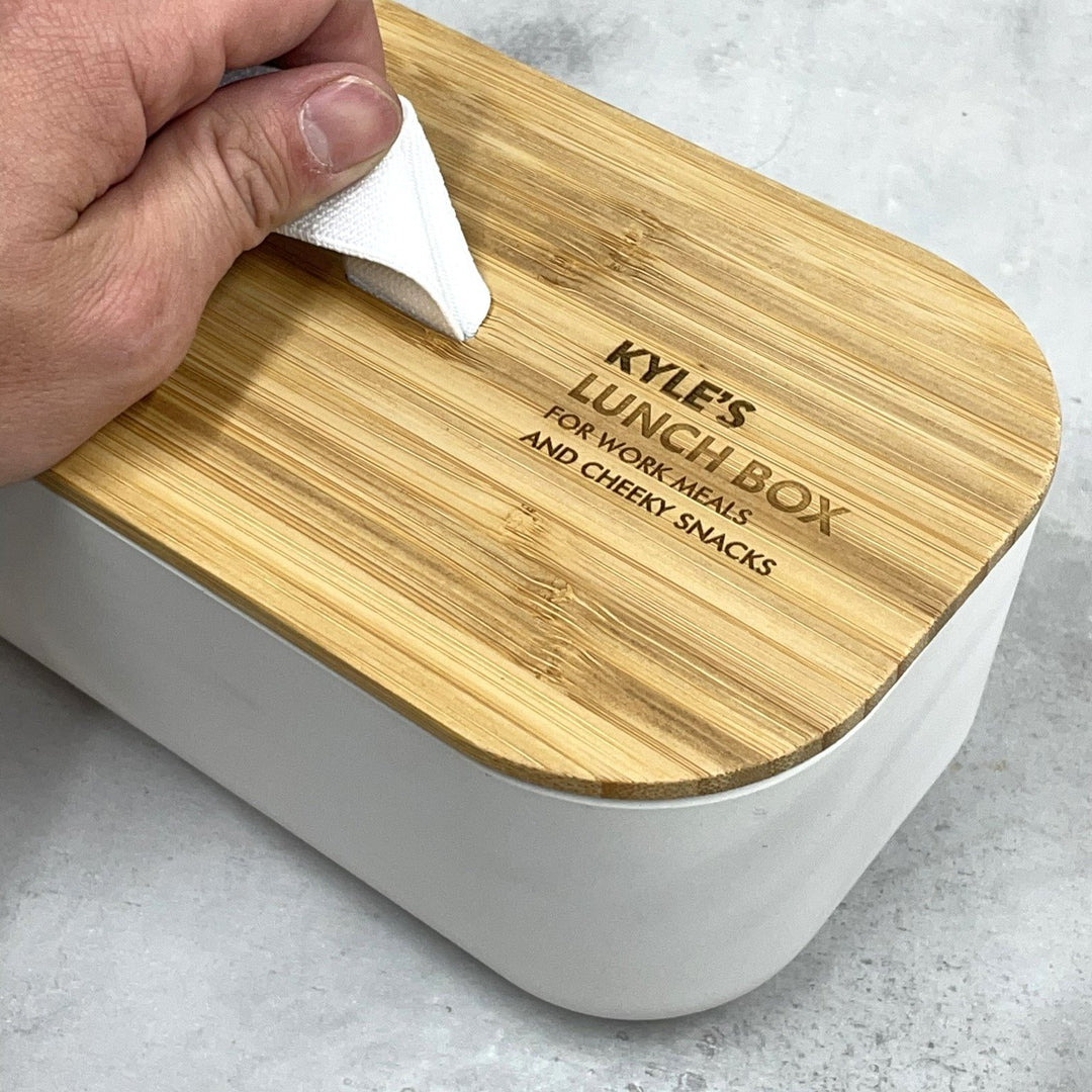 Wooden Lid Personalised Lunch Box