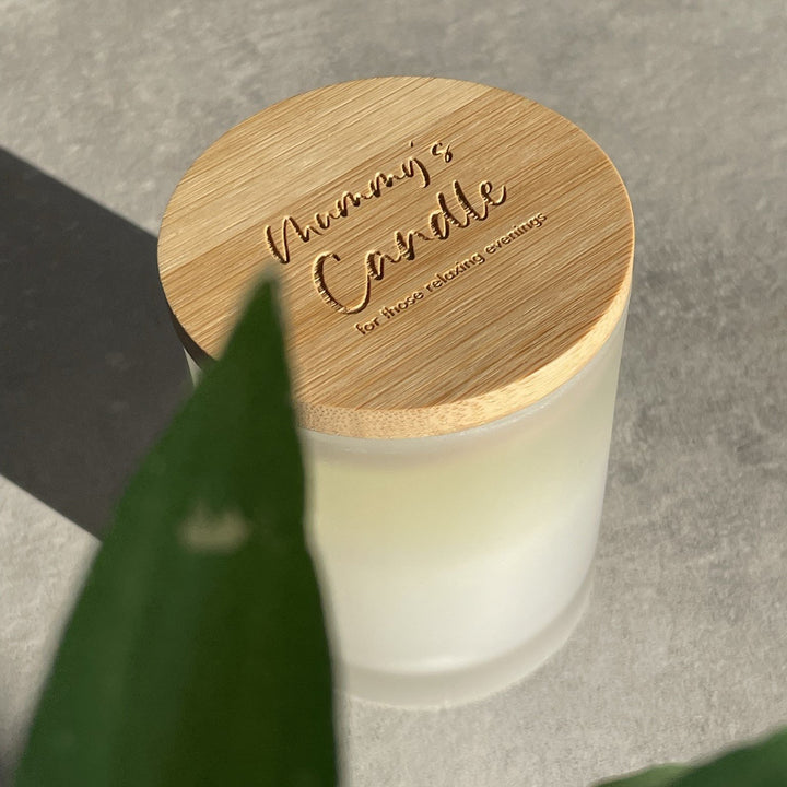 Vanilla Scented Candle with Engraved Wooden Lid