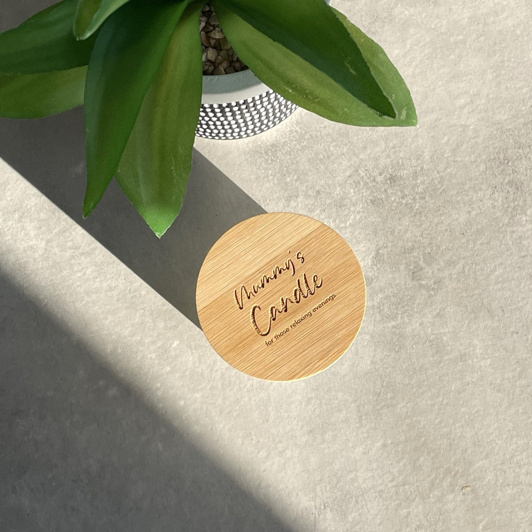 Vanilla Scented Candle with Engraved Wooden Lid