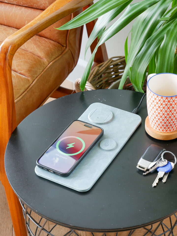 3 IN 1 PU Leather Wireless Charging Station