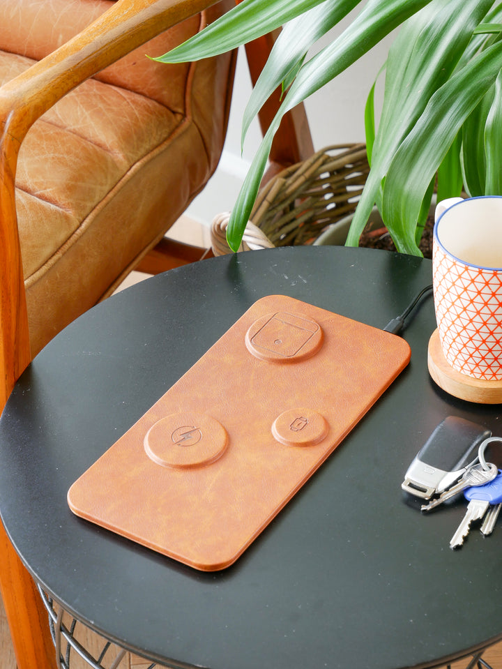 3 IN 1 PU Leather Wireless Charging Station