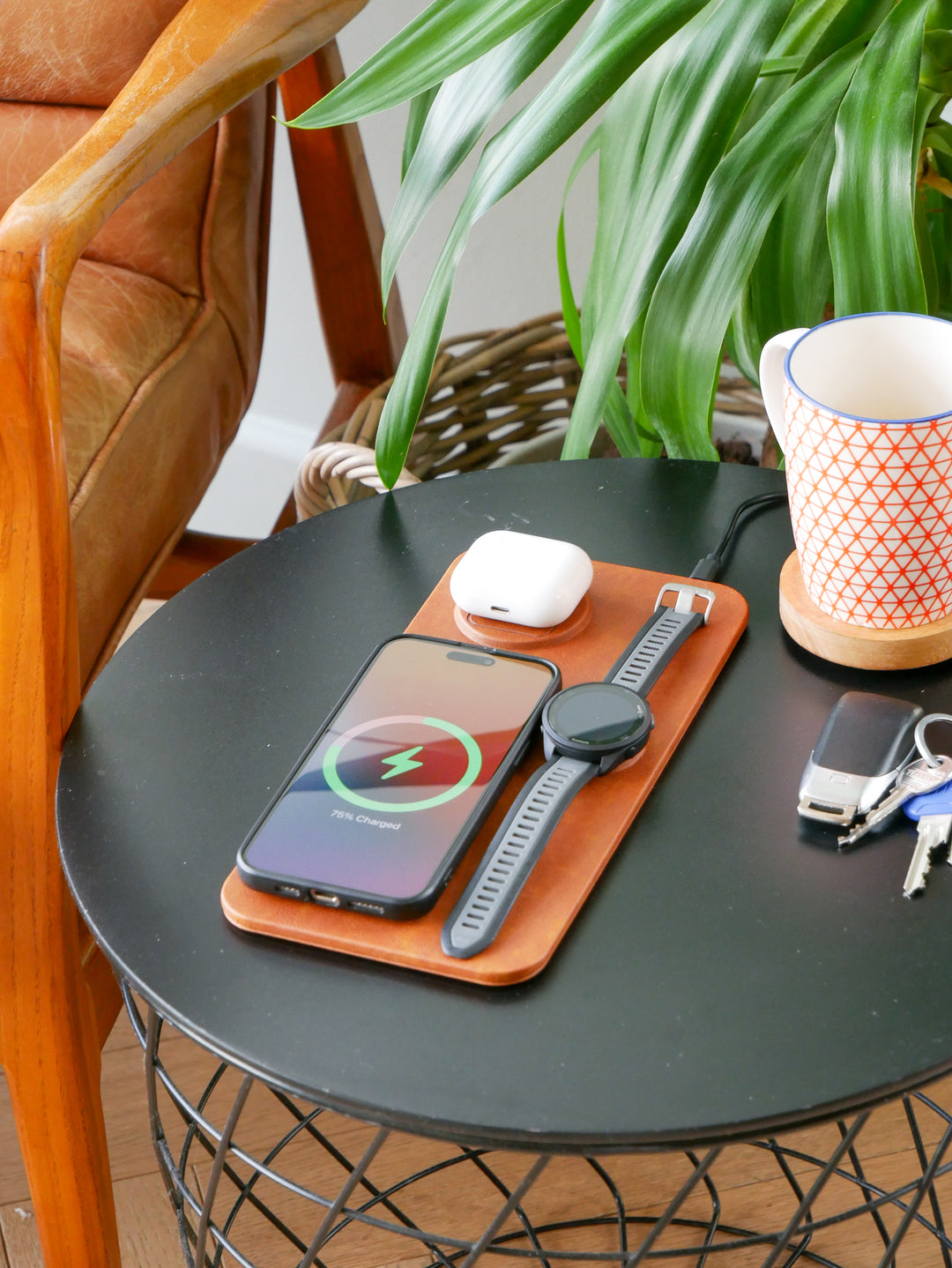 3 IN 1 PU Leather Wireless Charging Station