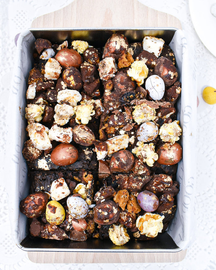 Bea Eggstravaganza - Indulgent Dark Chocolate Brownie with Mini Eggs, Toffee Popcorn, Biscoff Pieces and Marshmallows